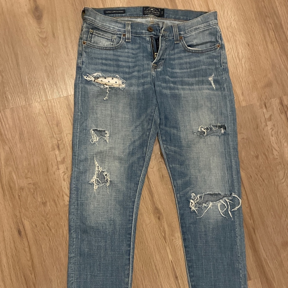 Lucky brand sienna slim boyfriend jeans size 25 ripped baggy